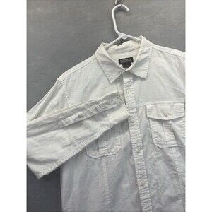 Michael Kors Mens L White Linen Blend Button down Casual Long Sleeve Pocket